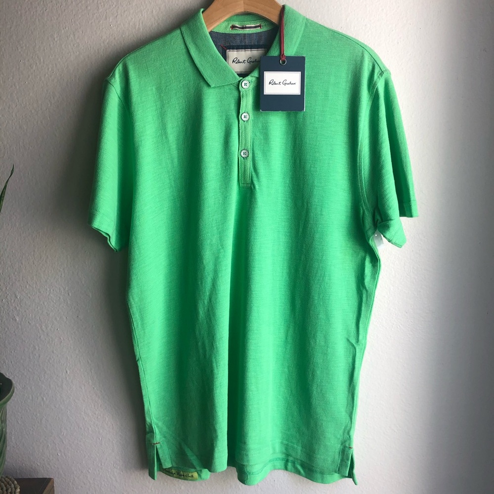 NWT ROBERT GRAHAM GREEN Classic Fit Polo Sz M